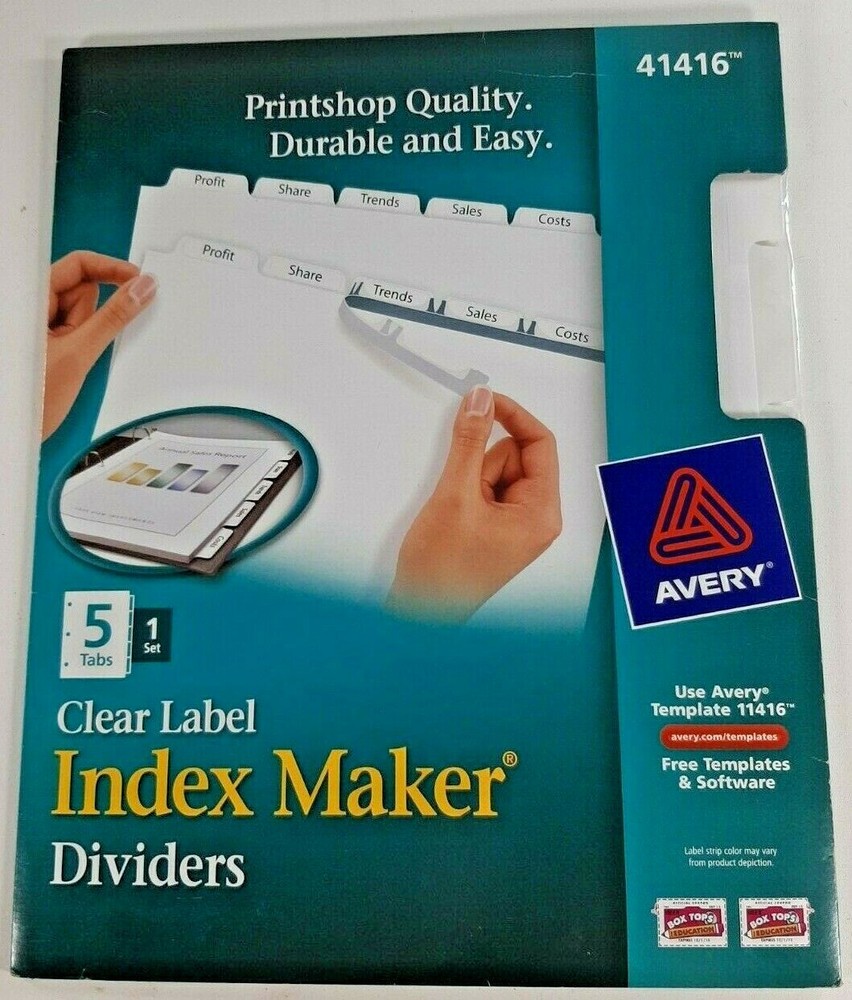 NEW Avery Clear Label Dividers 5-TAB 1 Set