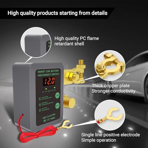 12V Smart Battery Disconnect Switch with Remote Control - Perfect for Grey-DC