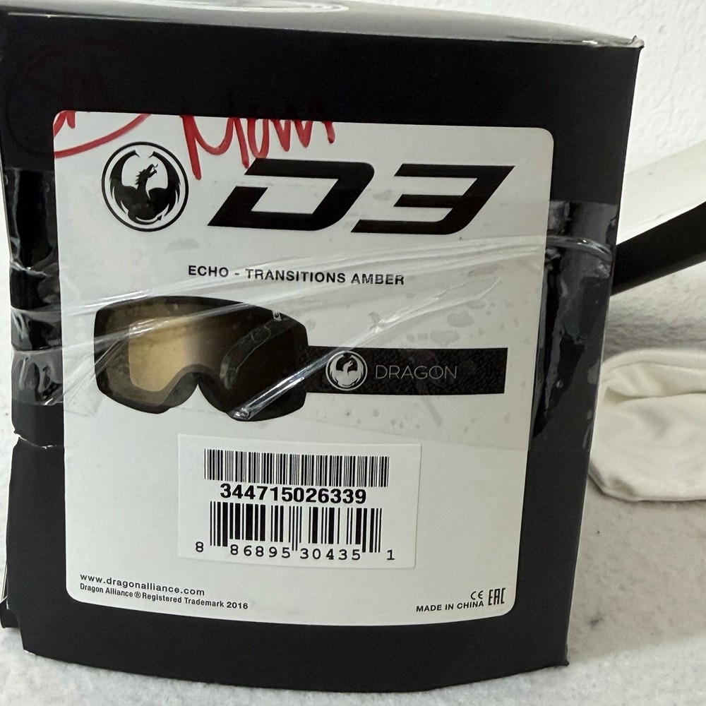 Dragon Echo D3 Transition Amber Lens Ski Goggles