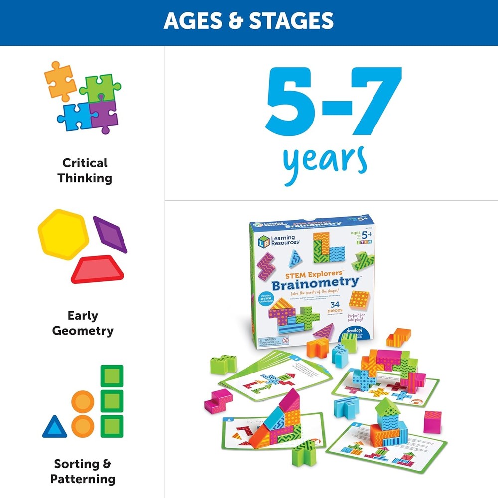 Learning Resources STEM Explorers Brainometry - 3d Puzzle, Brain Games, Braintea