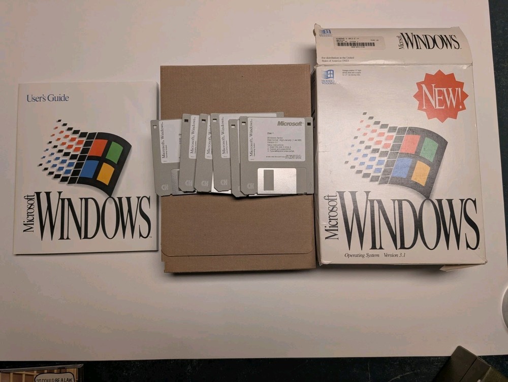 Microsoft Windows 3.1 Operating System Vintage PC Software Complete 6 Disk Set