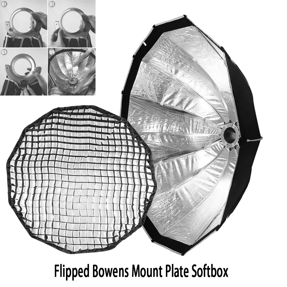 US 90/120cm 12 Sided Flipped Bowens Quick Installation Lighting Softbox Diffuser