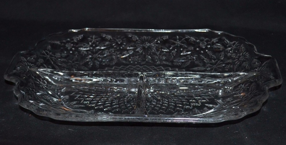 EAPG 19th Century Three Part Handled Glass Dish Unknown Pattern