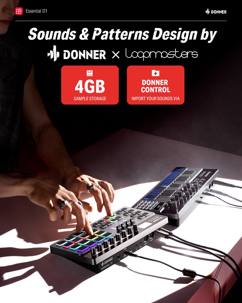 Donner Essential D1 Synthesizer Sequencer Drum Machine + Software Online Lessons
