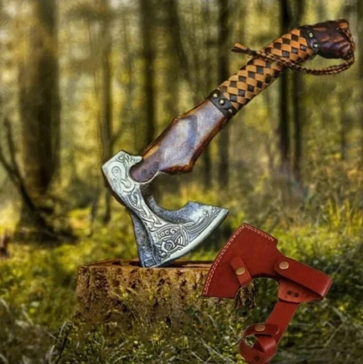 CUSTOM HAND FORGED Viking AXE VALHALLA AXE COMBAT WARRIOR AXE CAMPING AXE