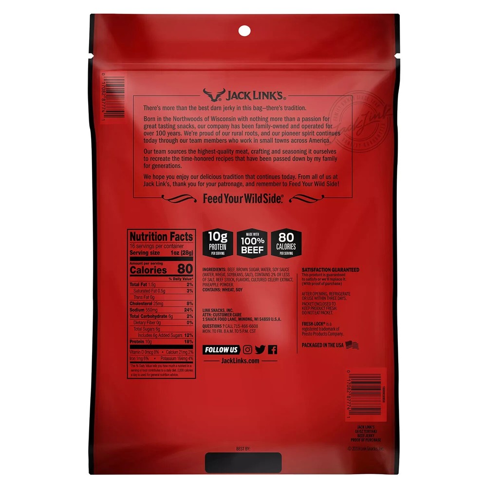 Jack Link's Teriyaki Beef Jerky, 16 oz.