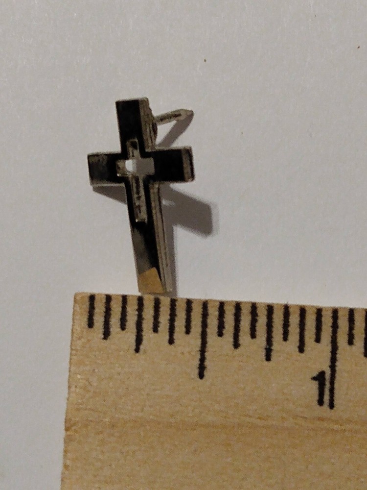 Religious Cross Small Silvertone Lapel Pin