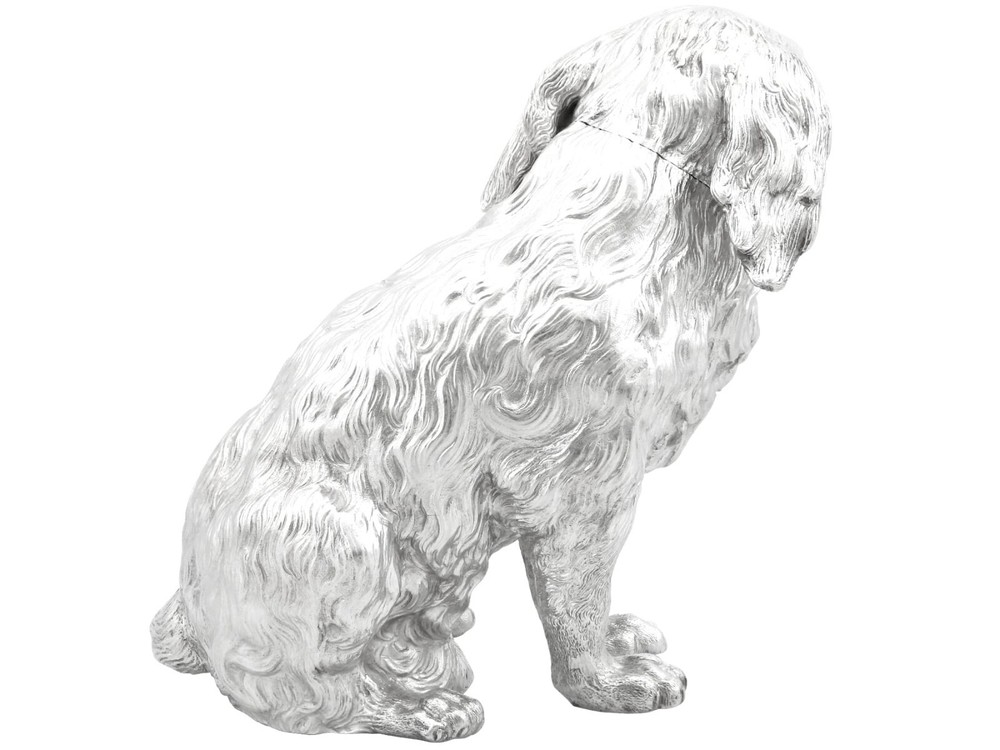Antique German Silver Dog Sugar Box Circa 1890