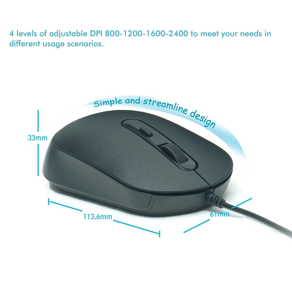 M104 Wired Computer Mouse 3 Pack Silent Optical USB Corded Mouse Mice Bulk fo...