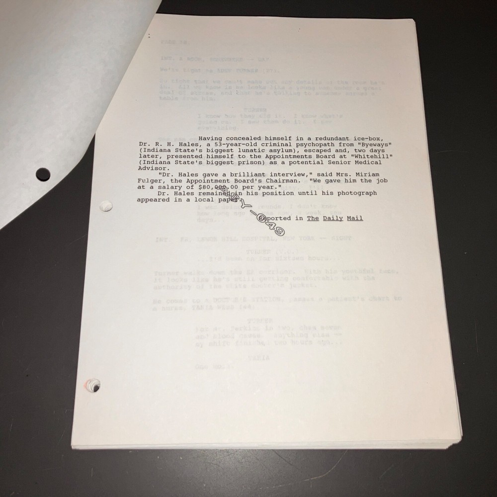 ASYLUM (10/20/98 Neil Moritz Unmade? Thriller Script Polish + COA!