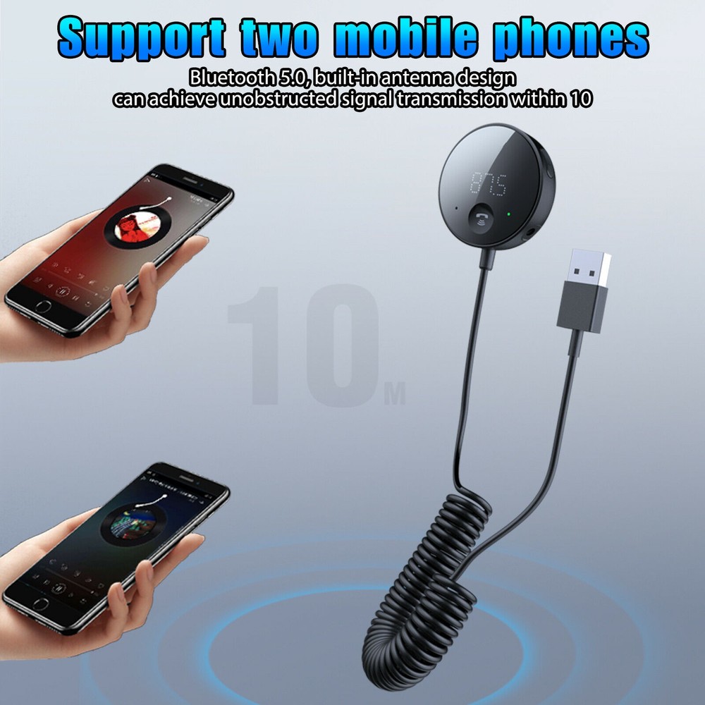 Bluetooth 5.0 Wireless Car FM Transmitter AUX Stereo Audio Receiver Adapter USB