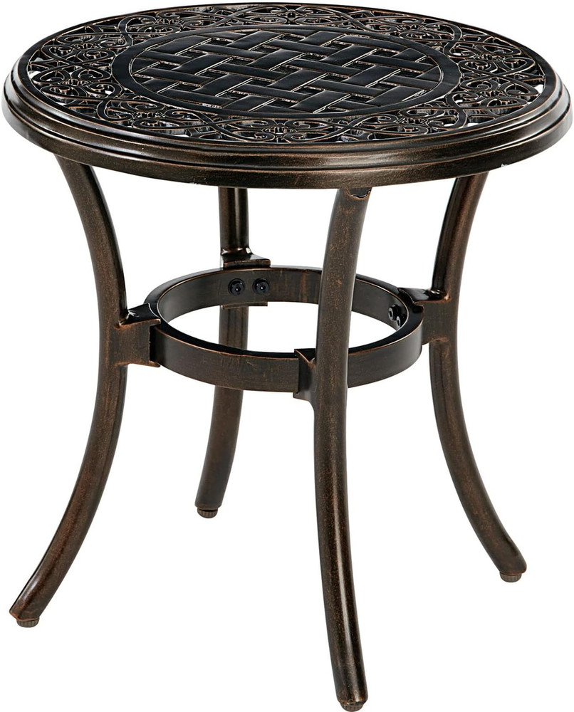 Durable 18" Round Aluminum Side Table - Weather-Resistant Bronze Finish