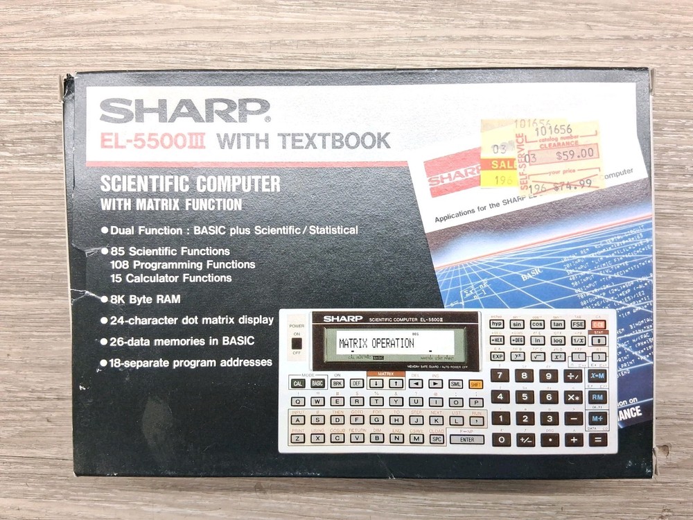 Sharp EL-5500III With Textbook Scientific Computer / Matrix Function ( Read ) !!