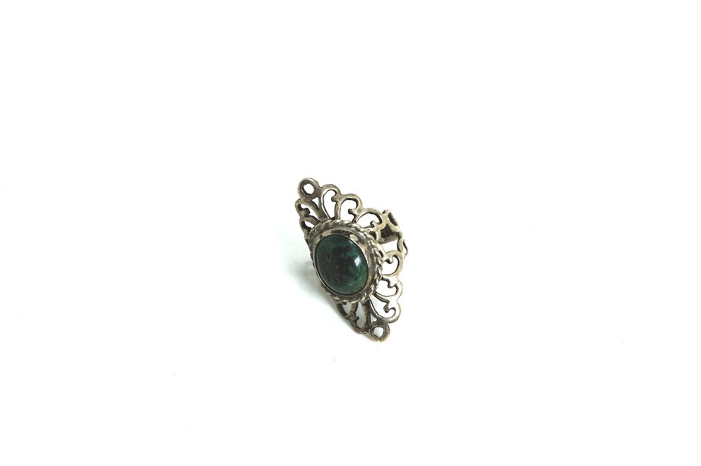 Vintage Mexico Sterling Silver & Chrysocolla Ring, Size 4 1/2