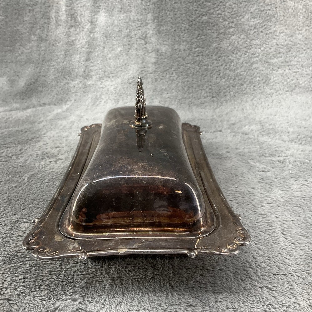 Vintage Crescent Silver Plated Butter Dish