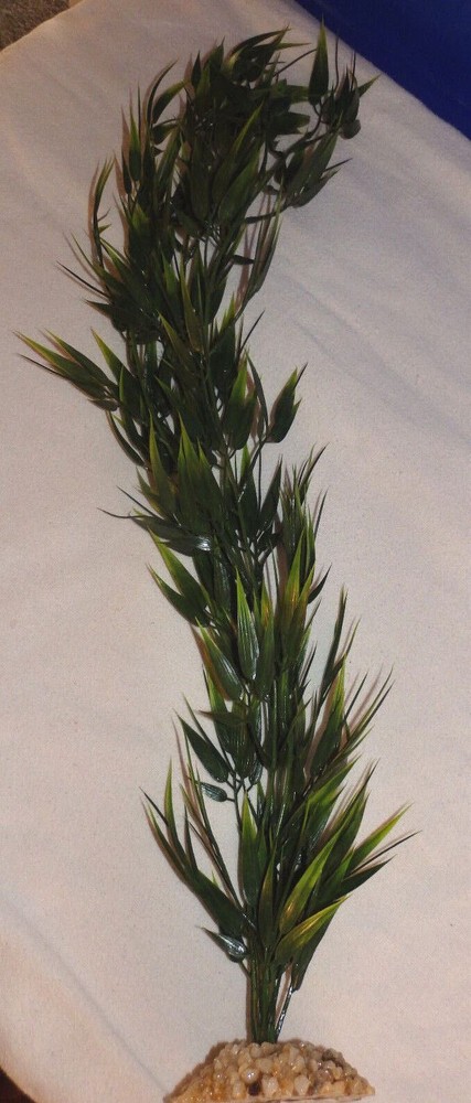 26" LARGE Bamboo Regular Leaf Aquarium soft plastic plant, stone base