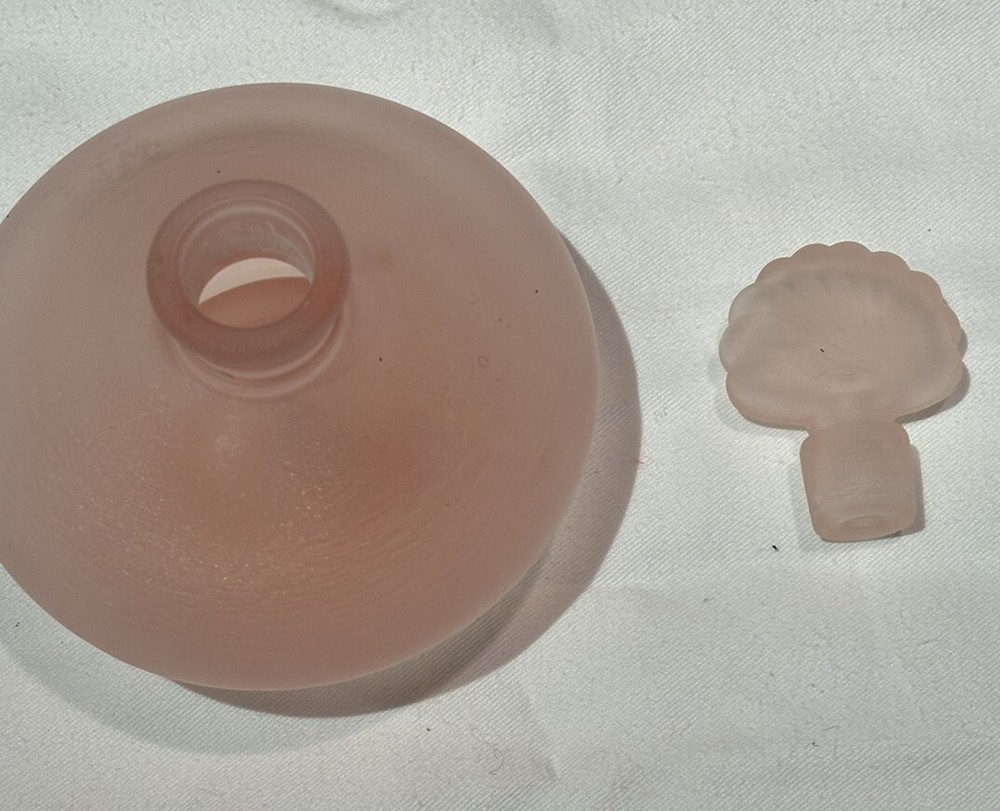 Blown Frosted Glass Perfume Bottle Shell Shape Stopper.