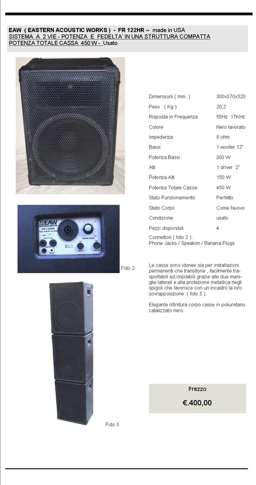 EAW 450 Watt Professional Speakers
