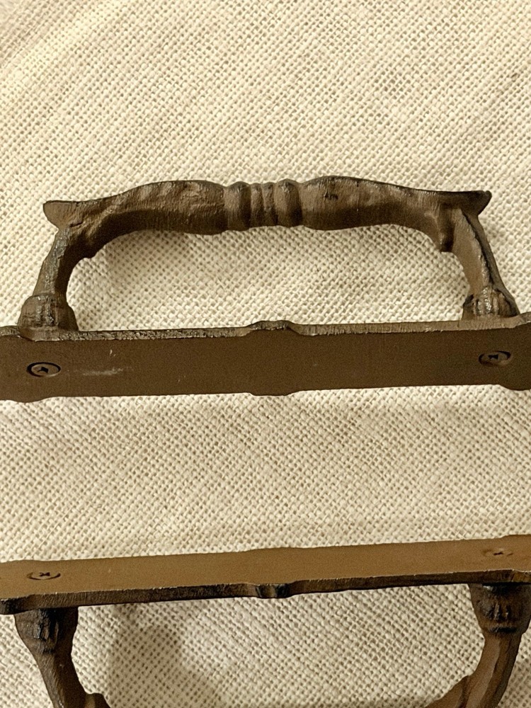 2 Large Victorian Door Handle Pull Cast Iron Fleur De Lis Design Rustic Gothic