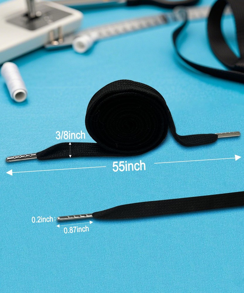 3/8" x 55" Flat Drawstring Cord with Easy Threader Drawstring Replacement for...