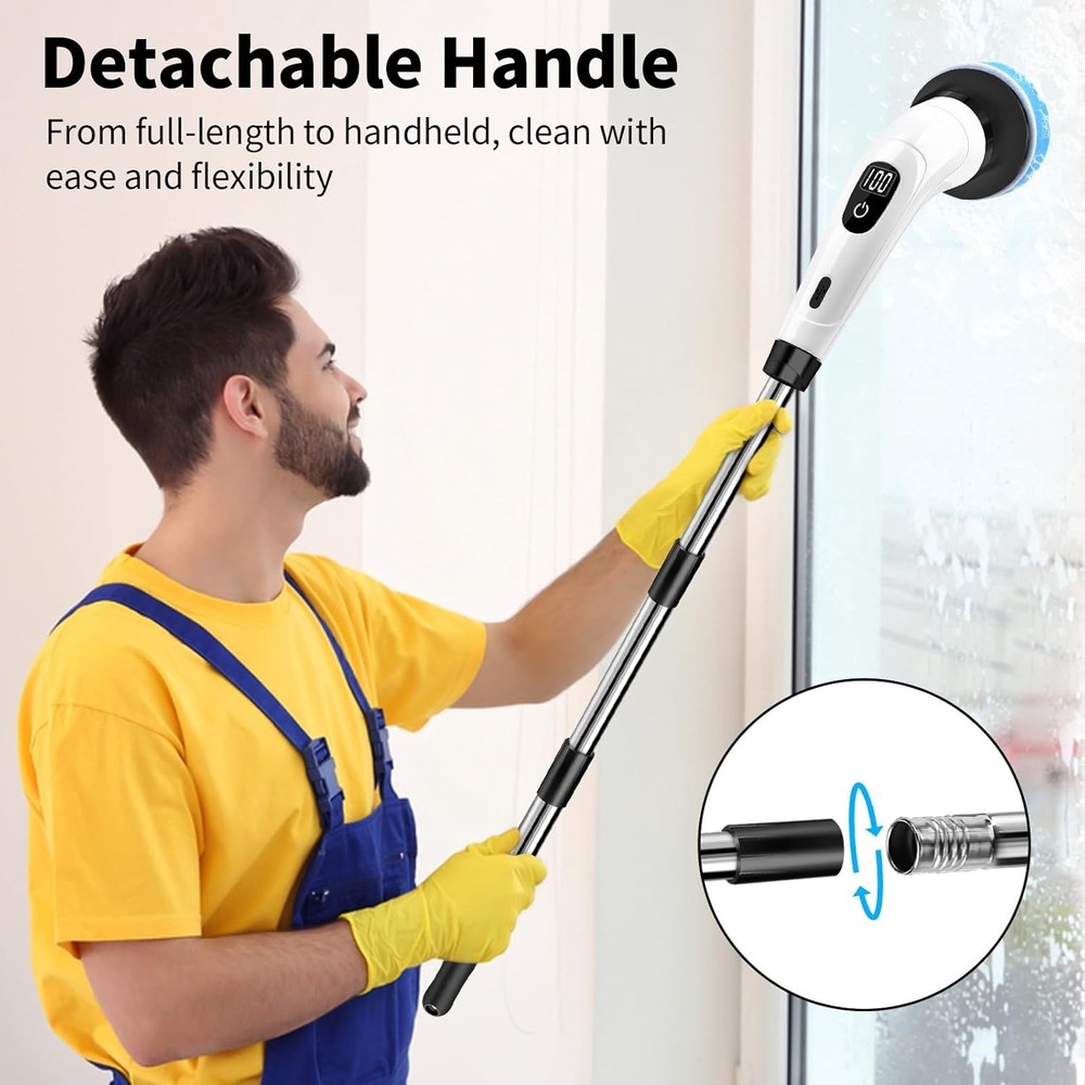 Electric Spin Scrubber - Waterproof, Rechargeable & Lightweight with LED Display