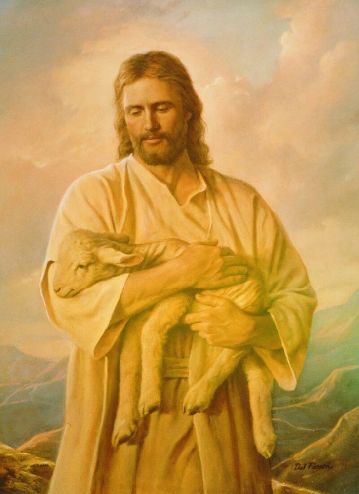 Ceramic Tile Mural Kitchen Backsplash - Jesus with Lamb - Religious Christian