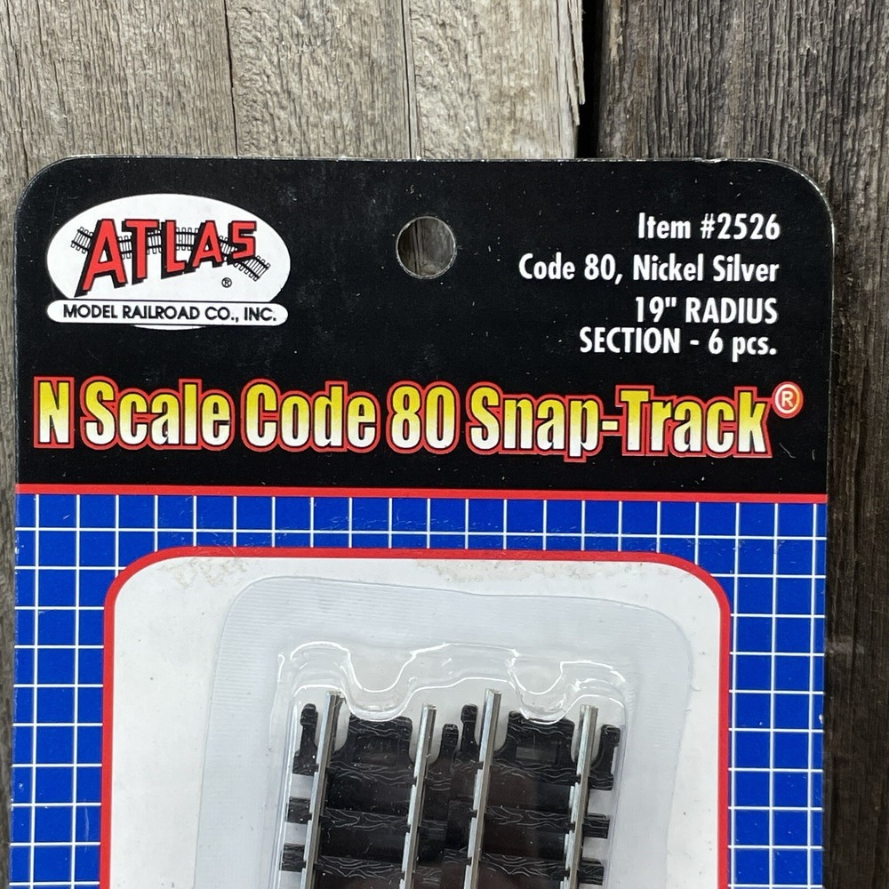 Atlas #2526 - 19" Radius Curve Track Sections N Scale Code 80 Rails 6 pack - NEW