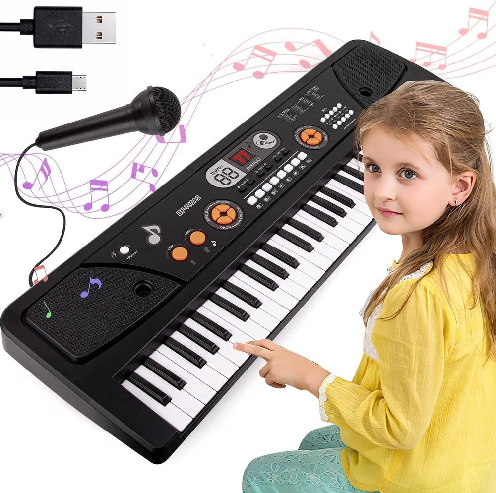 Keyboard Piano, 61 Keys Piano Keyboard for with Microphone MP3 Function Displ...