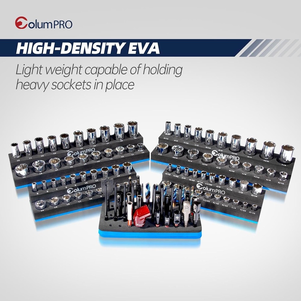 Foam Socket Organizer for Tool Box Drawer,Sockets Holder for Both 3/8&1/4” Squar