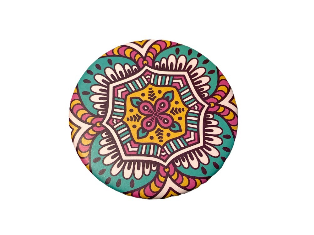 New Age Print Theme Round Folding Makeup Double Compact Mirror