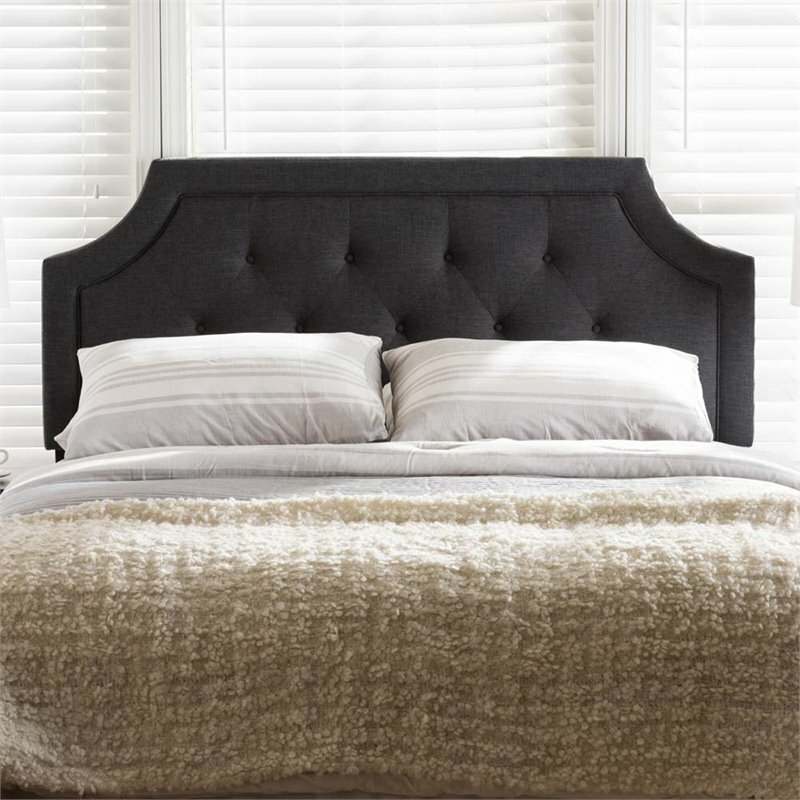 Baxton Studio Mars Fabric Tufted Full Headboard in Dark Gray