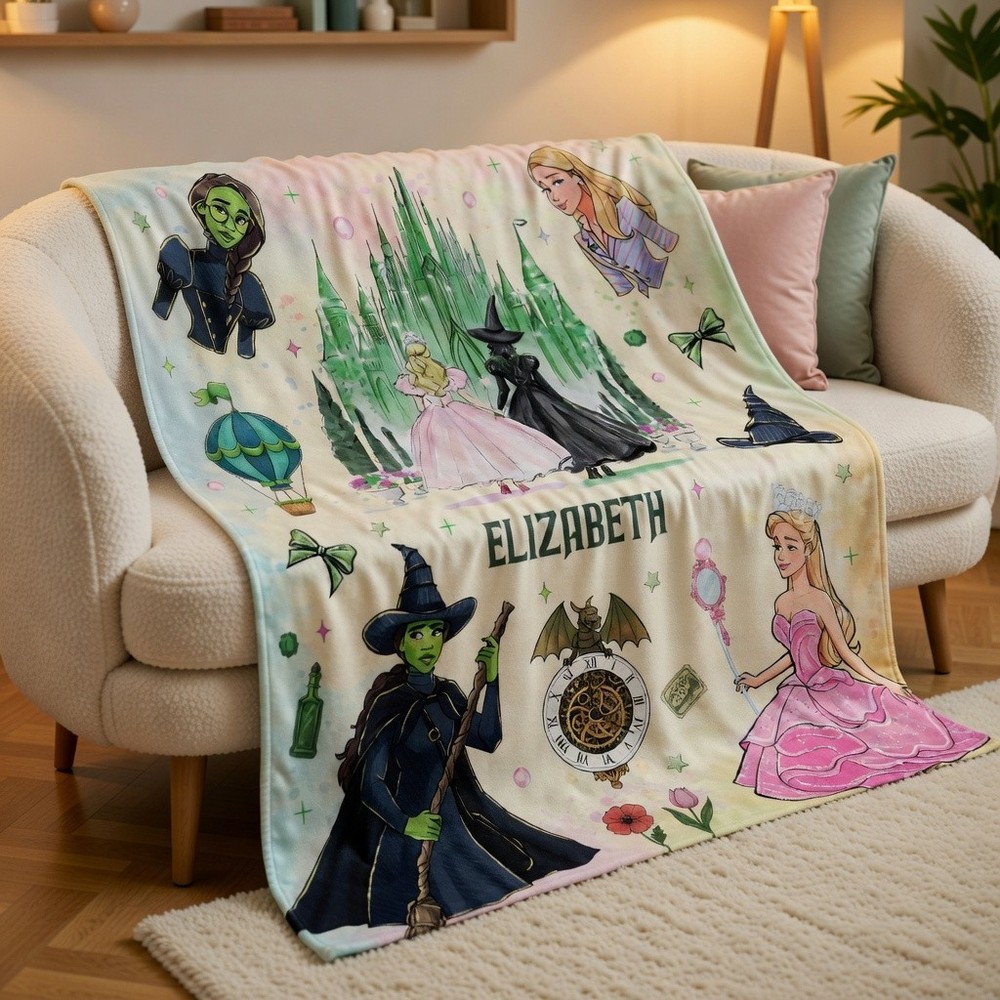 Personalized Good & Dark Witch Flannel Blanket Magical Gift Throw