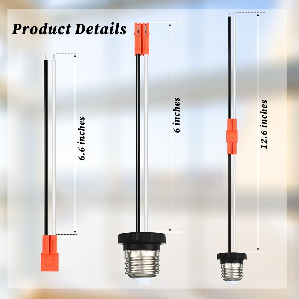 20 Pcs E26 Socket Adapter for LED Recessed Lights, Medium Base Pigtail