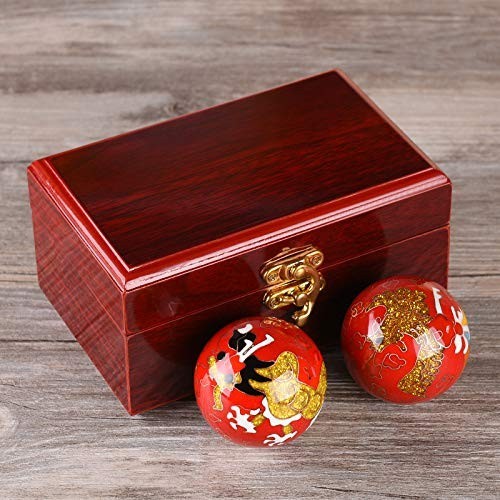 1.97'' Baoding Balls Stress Relief Hand Exercise Chiming Red Dragon & Phoenix Gi