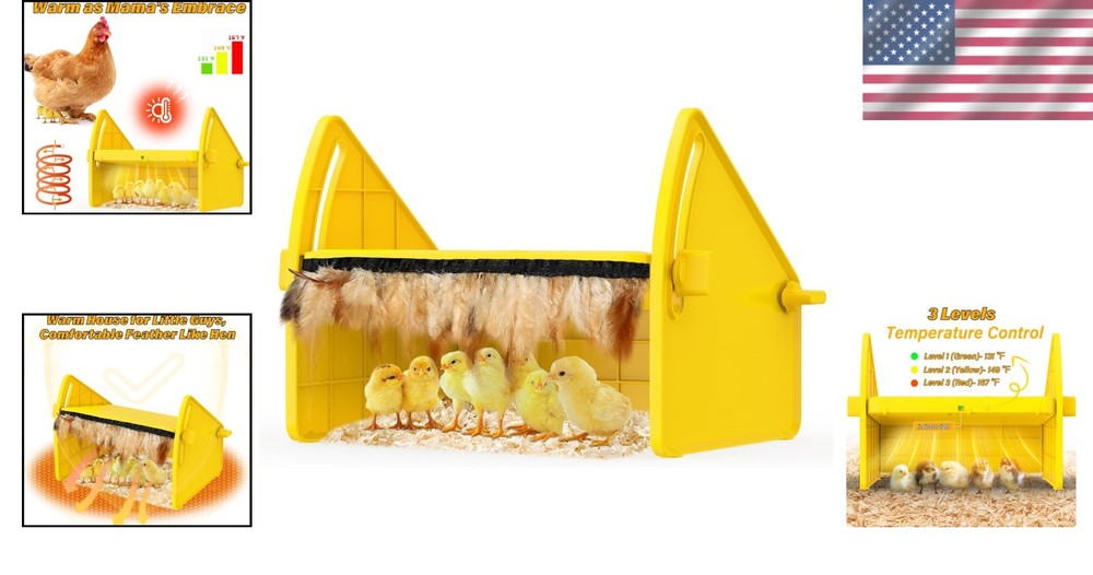 Yellow Adjustable Brooder Heater for Small Animals - Safe & Energy Saving Design