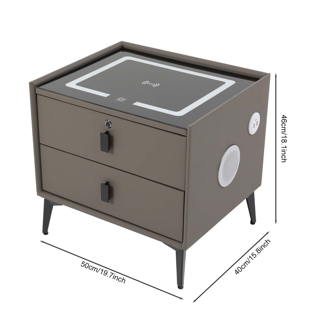 Bluetooth Speaker Smart Bedside Table with Light USB & Wireless Charging