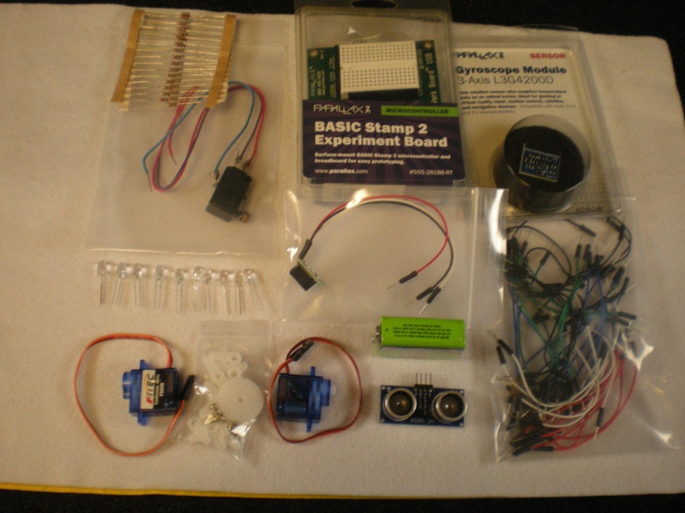 Micro Controller Basic Stamp Board Kit, + Motors + Sensors +More (DESCRIPTION)