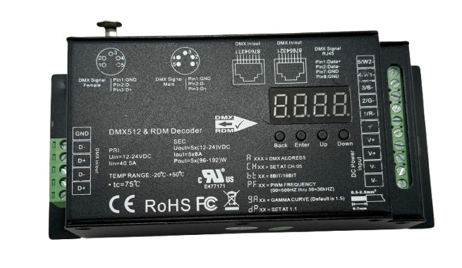5 Channel DMX Decoder with RDM Digital Display,DMX512 Dimmer Driver