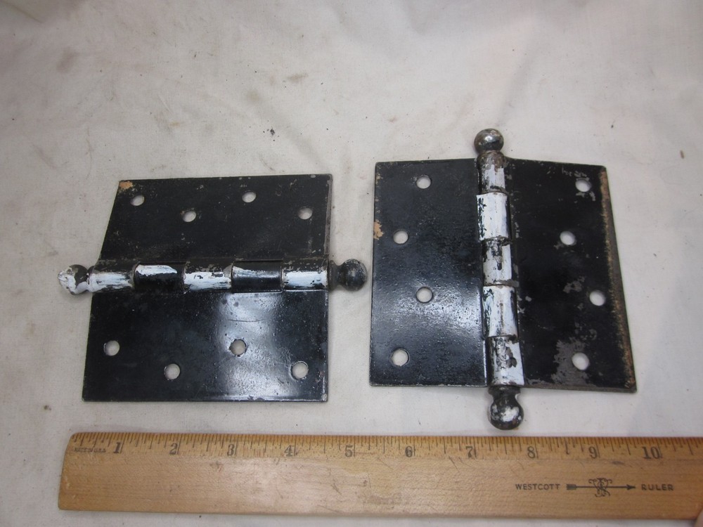 2 large vintage ball tip hinges hinge pair 4 1/2"