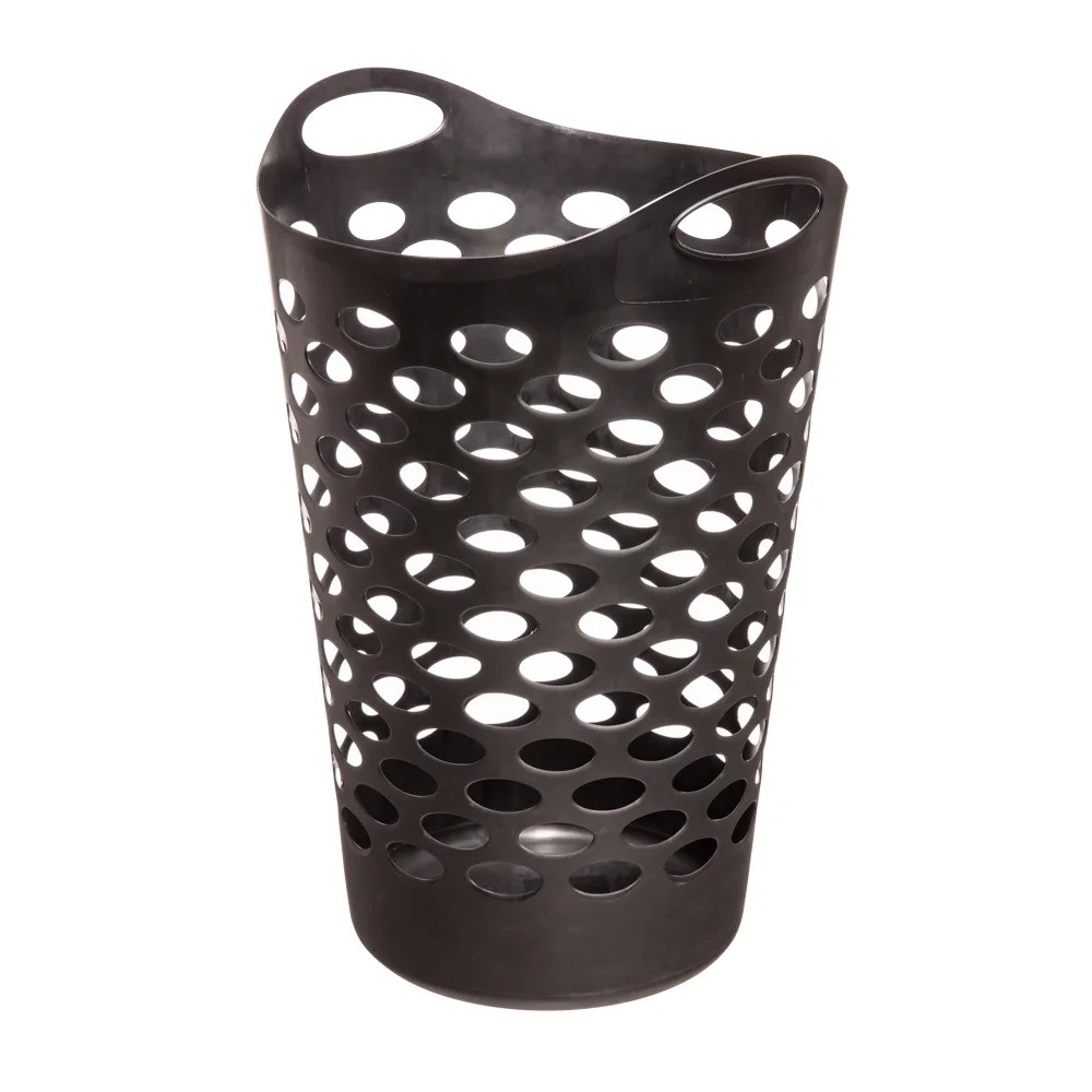 (2 pack) Flex Carrying Handles Laundry Hamper, Black, Adult