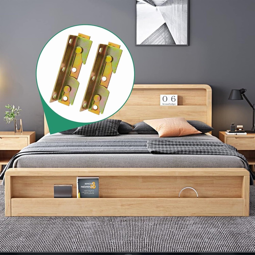 4 Set Bed Frame Rail Fitting Brackets Woodworking Connector Accessories Hardware