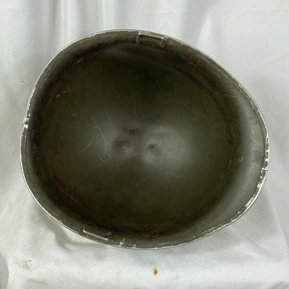 Original WWII Fixed Bale M-1 Helmet Painted Army Engineers Firefighting Platoon