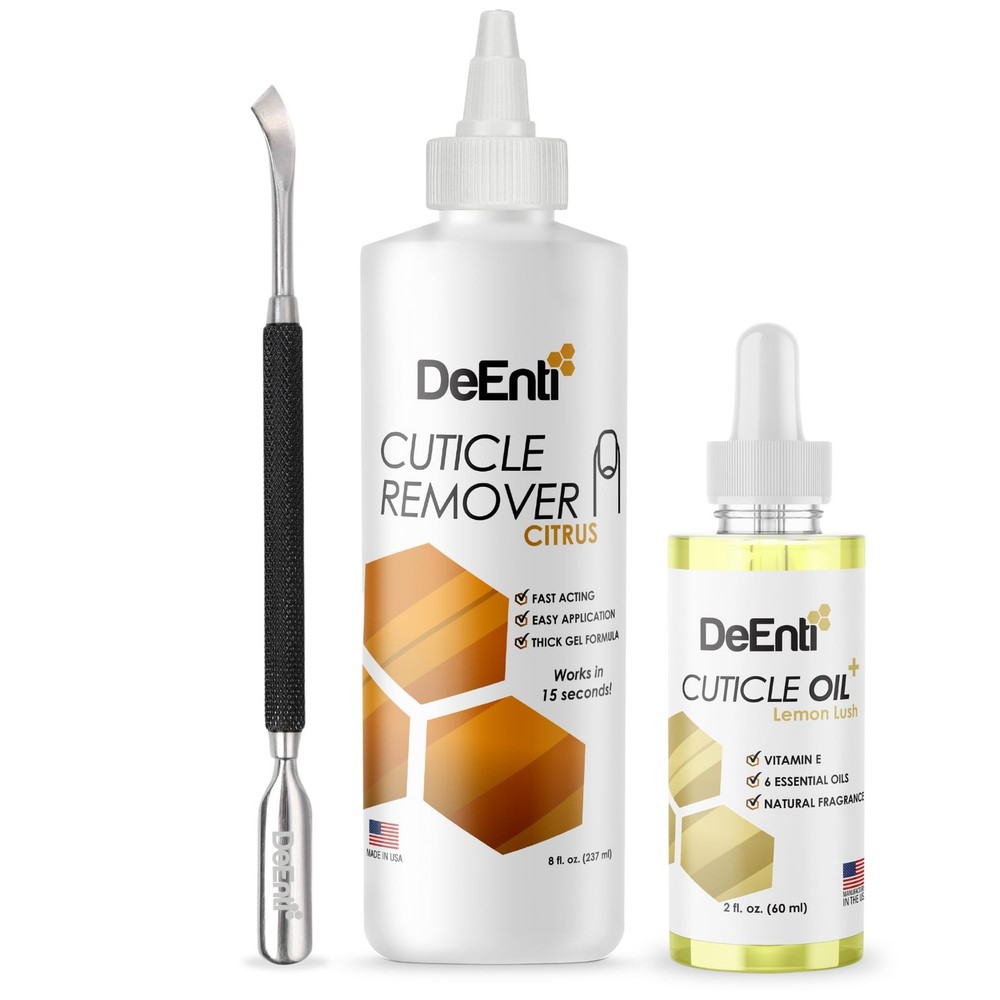 DeEnti Cuticles Maintenance Pack, Bundle Includes Citrus Scented Cuticle Remo...