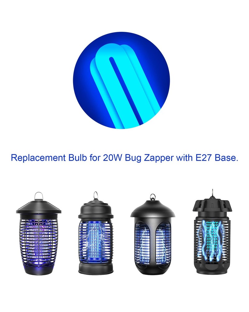 2 Pack 3U 20W Replacement Bulbs for 20W Bug Zapper with E27 Base, Compatible