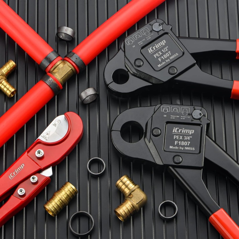 Combo Angle Head PEX Pipe Crimping Tool Kits Used for 1/2" 3/4" Pex Crim