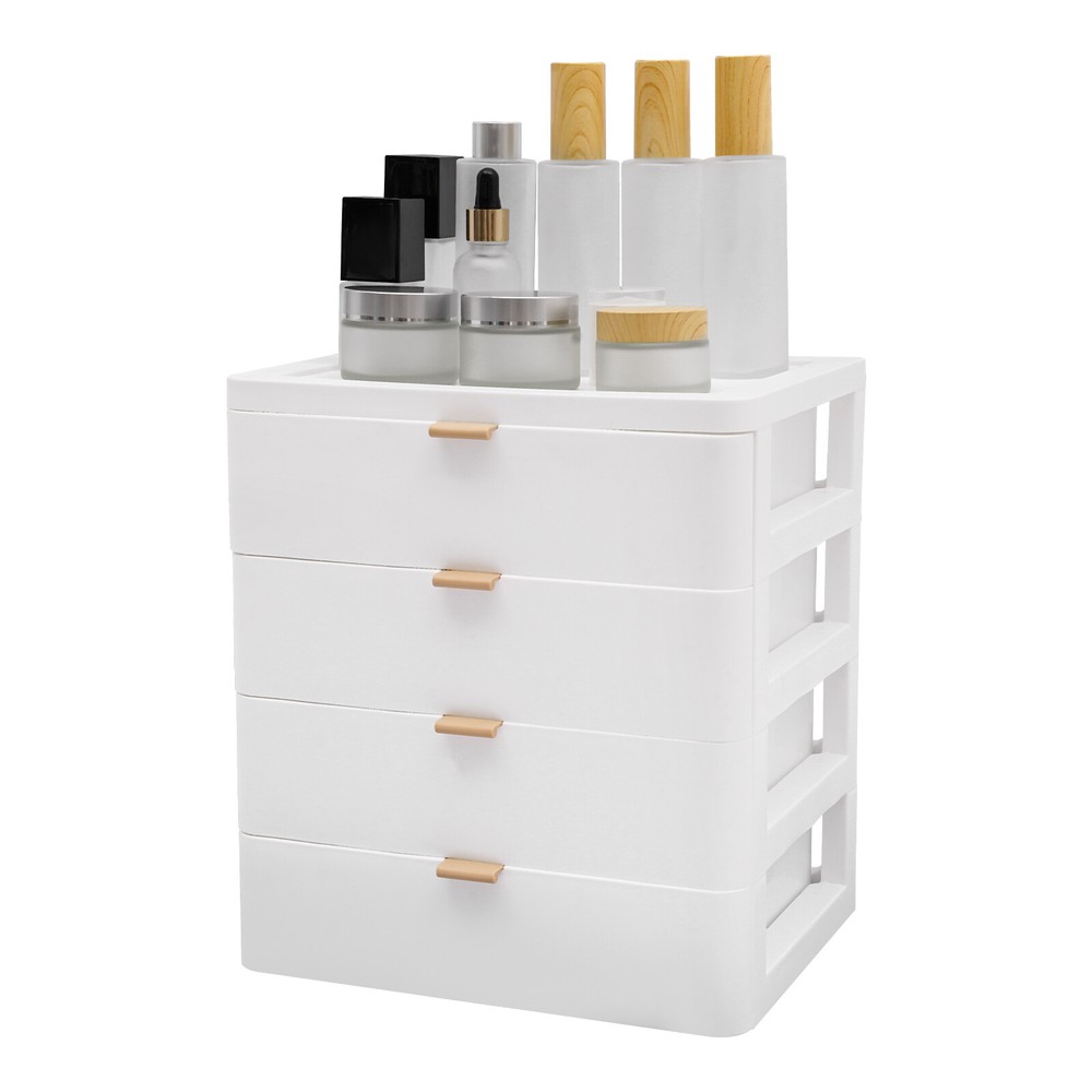 Stylish White Desk Organizer with 4 Drawers - Space-Saving Storage Solution
