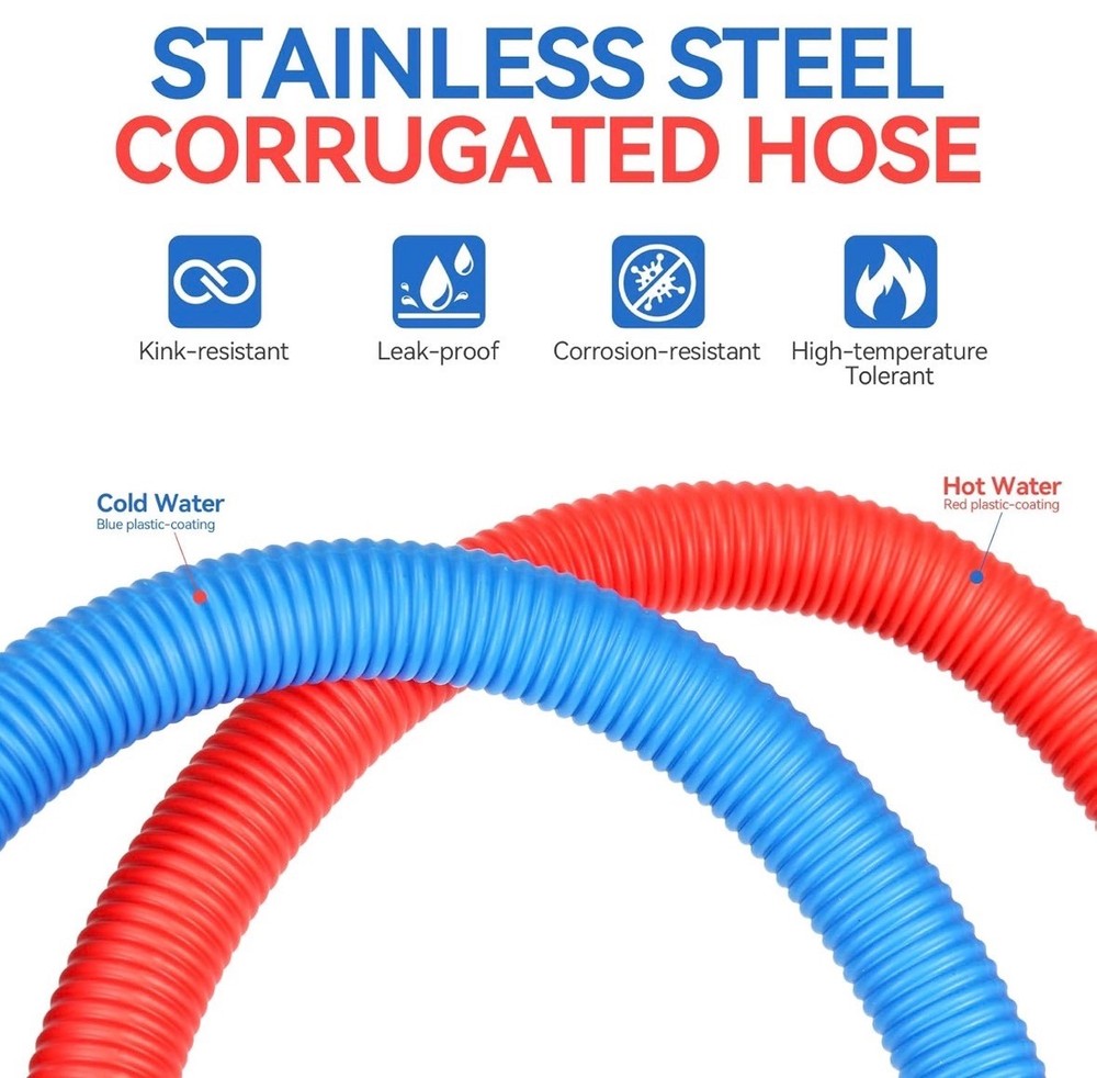 48" Flexible Stainless Steel Corrugated Water Heater Connector 3/4"FIP x 3/4"FIP