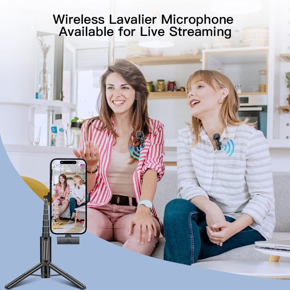 2pcs Lavalier Wireless Microphone for iPhone 15/16/Android Video Recording,Mi...