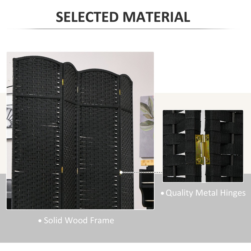 4 Panel Room Divider Freestanding Folding Privacy Screen Black