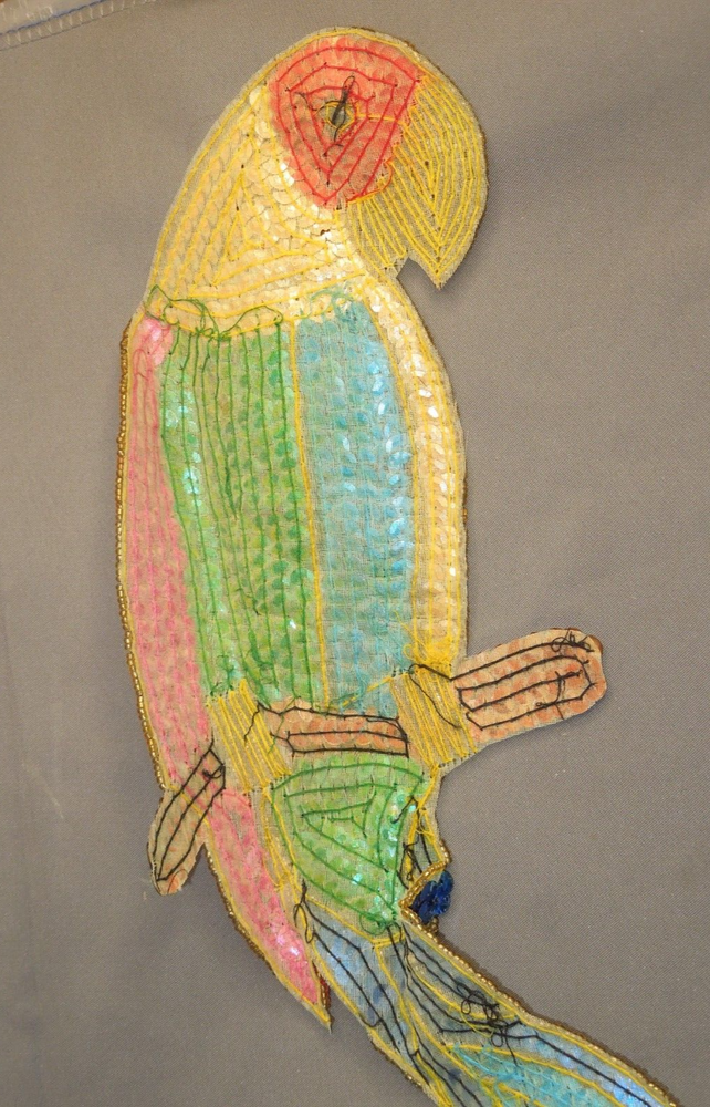 1990's Sequin Parrot sew on Patch NEW 13" X 7"